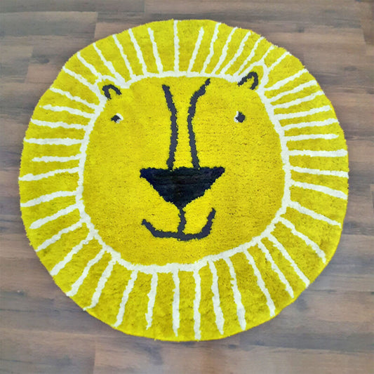 Avioni Exclusive Cute Lion Cartoon Shaggy Soft Faux Fur (MicroPolyester) Carpet – 130 cm