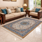 Silk Carpet Persian Design Collection Light Blue Beige – Living Room Rug -Avioni