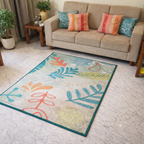 Avioni Luxurious Washable Modern Durable Handmade Vibrant Faux Silk Rug/Carpet In Green Floral