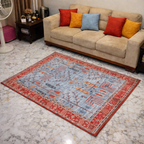 Avioni Faux Silk Carpet for Your Living Room | Persian Design | Durable and Washable | BrickLane Collection