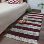 Avioni Handloom Washable Red and White Solid Premium Bedside Carpet (55cm x 137cm (~22″ x 55″))