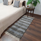 Avioni Handloom Washable Light Brown White Solid Premium Bedside Carpet (55cm x 137cm (~22″ x 55″))
