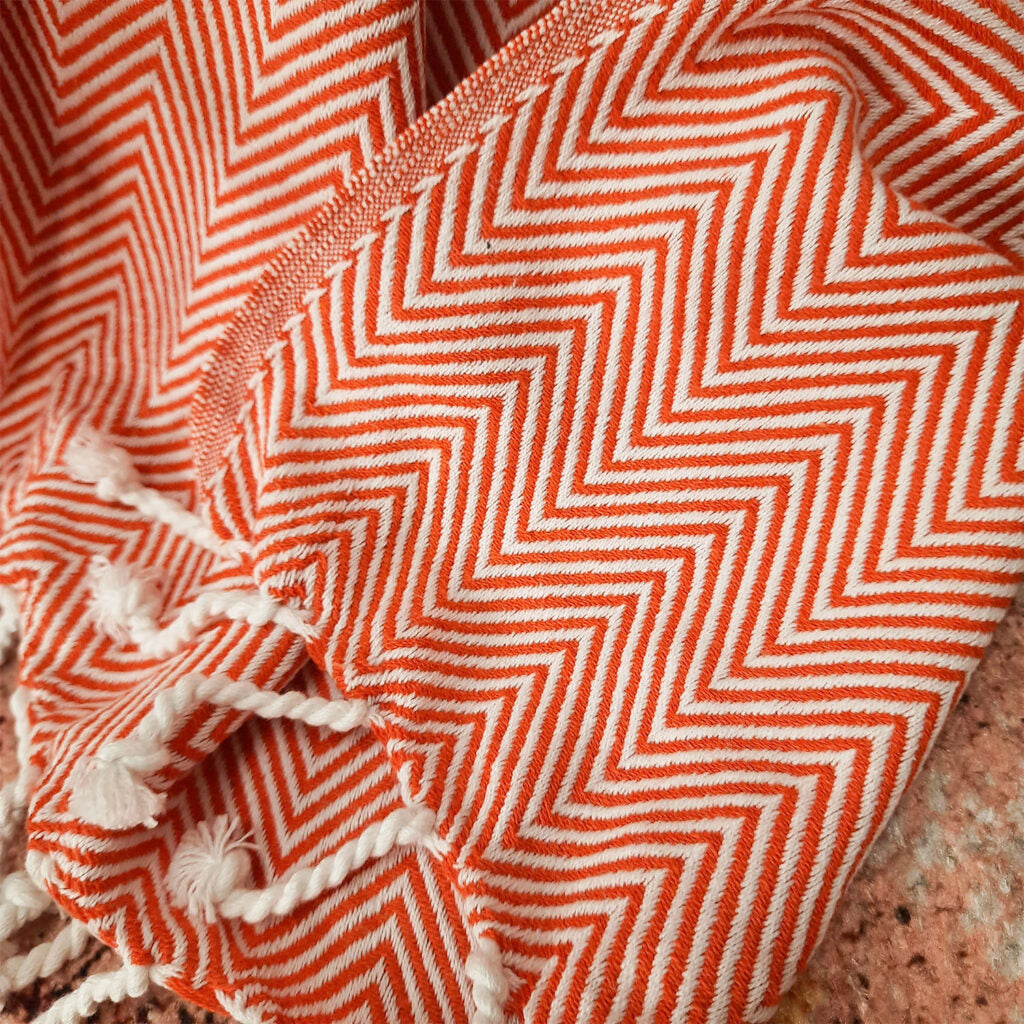 Avioni Premium 100% Cotton Sofa Throws/Blankets-Orange-120cm x 150cm