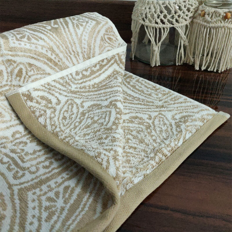 Avioni 100% Cotton Premium & Luxury Soft Linen Bath Towels in White Golden Finish-70cm x 135cm