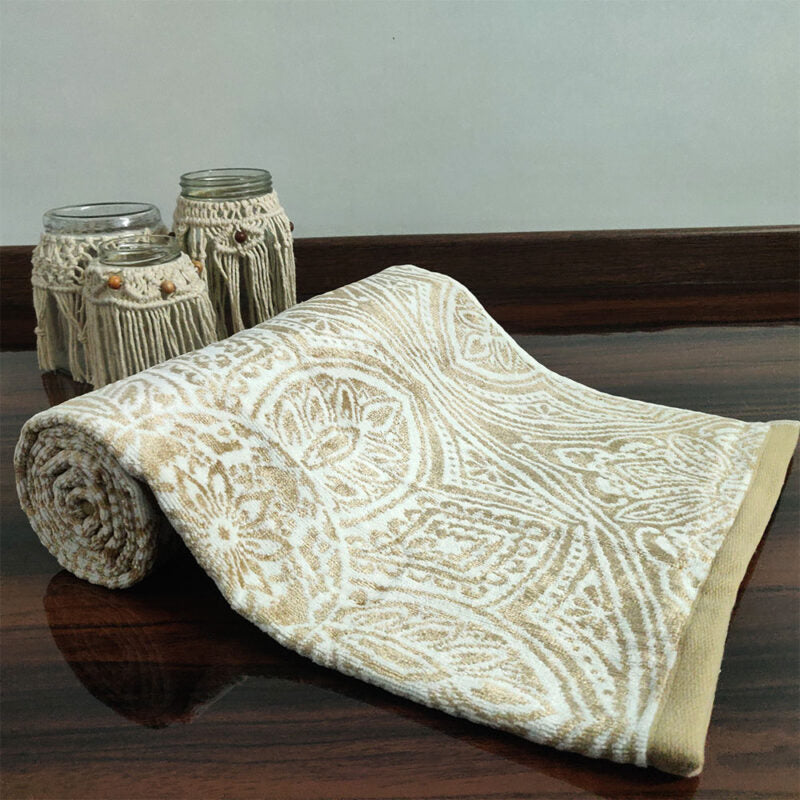 Avioni 100% Cotton Premium & Luxury Soft Linen Bath Towels in White Golden Finish-70cm x 135cm