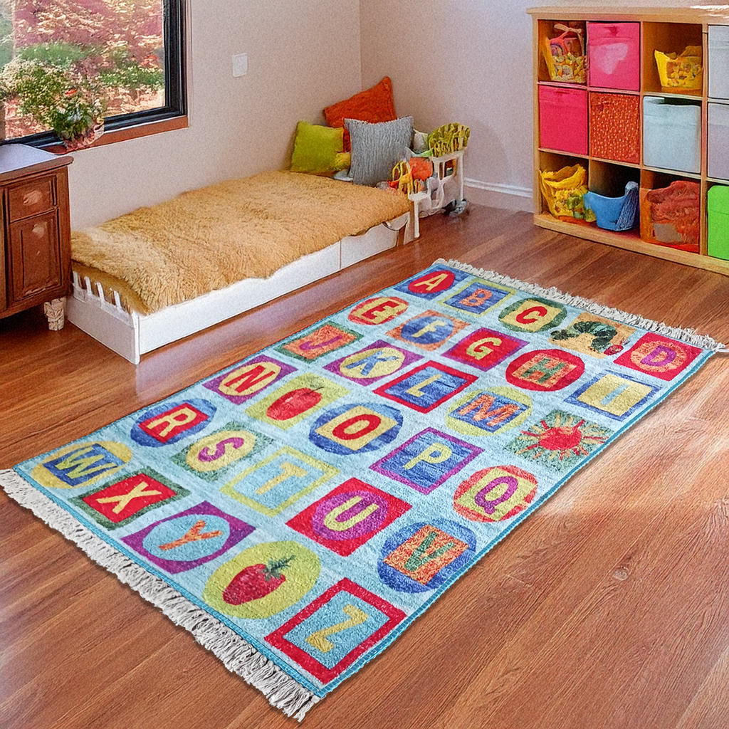 Silk Carpet Kids Collection – ABCD Kids Room Rug – Avioni