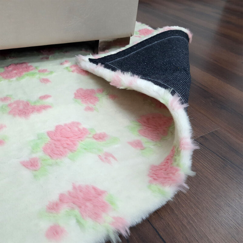 Soft Shaggy Premium Super Soft Luxury Rugs – Flowers on White Fur – Avioni Carpets