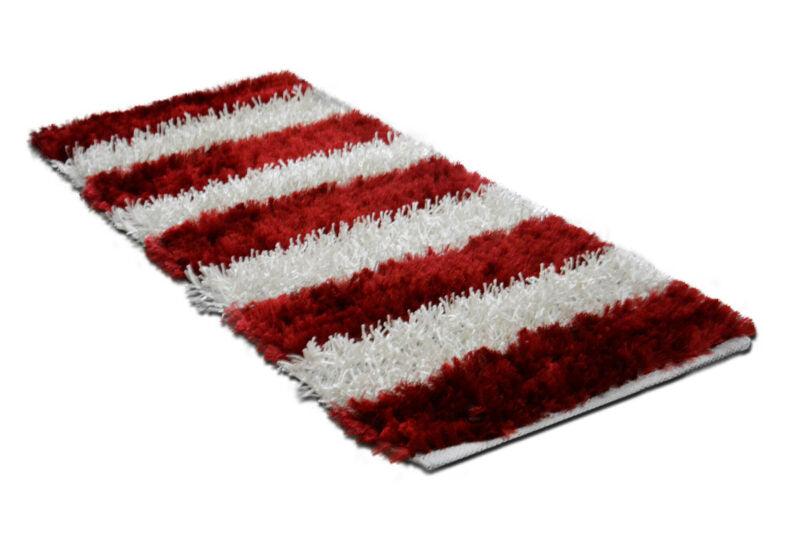 Diwali Special Pooja Mat/ Bed Side Runner /Shaggy Rugs (56 cm X 140 cm) Red And White By Avioni