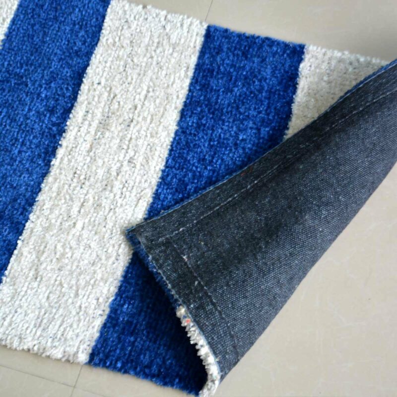 Avioni Handloom Blue & White Plain Solid Premium Bedside Carpet (55cm x 137cm (~22″ x 55″))