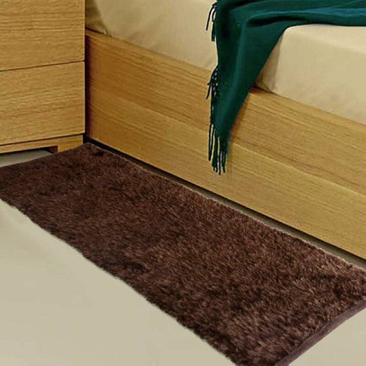 Avioni Handloom Coffee Plain Solid Premium Bedside Carpet (55cm x 137cm (~22″ x 55″))
