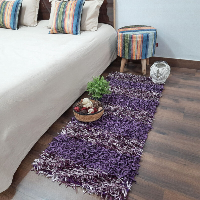 Avioni Handloom Light & Dark Purple Color Plain Premium Bedside Carpet (55cm x 137cm (~22″ x 55″))