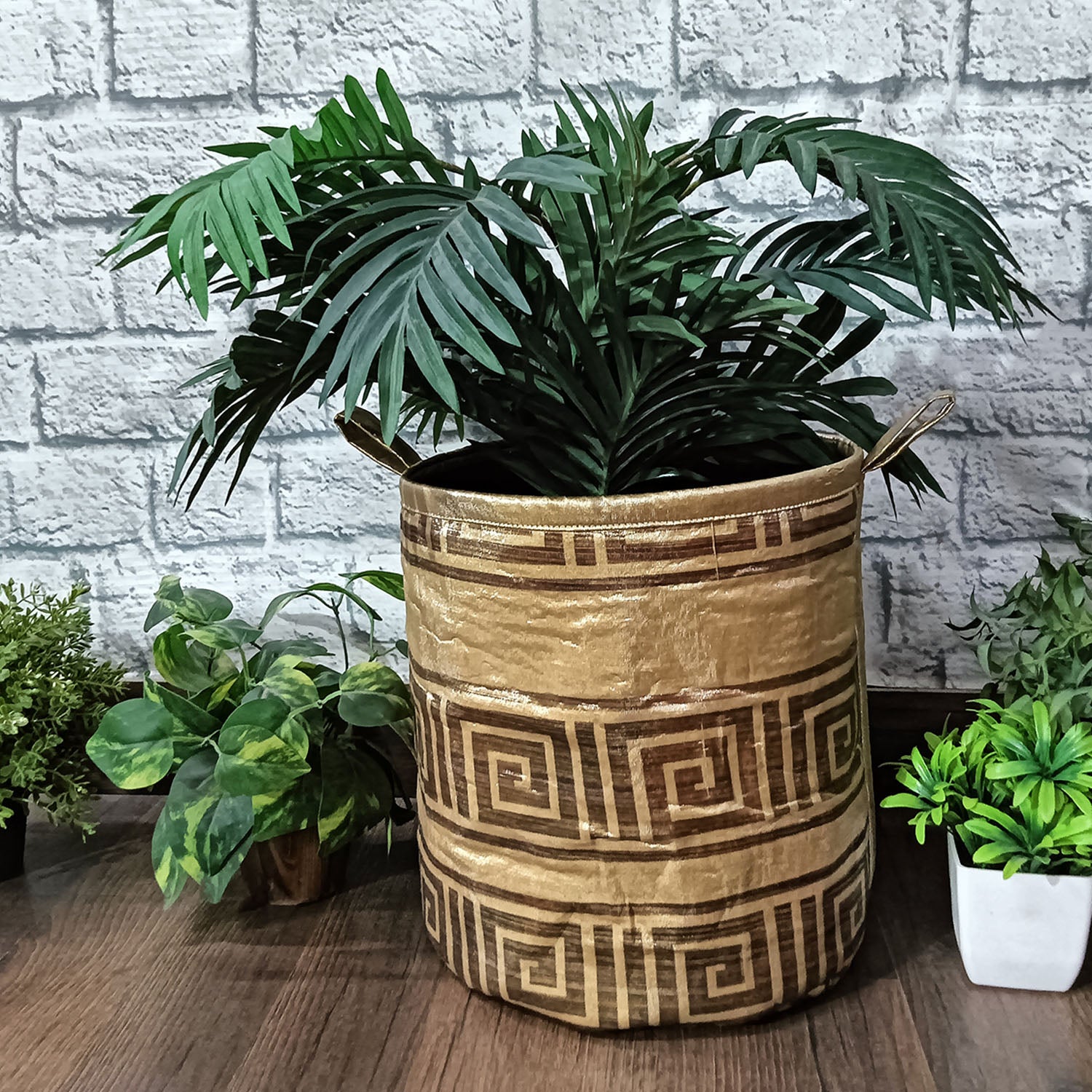 Avioni Home Golden Touch Printed Multipurpose Use Baskets | Canvas Inner for Extra Strength | Size: 32 x30 cms (~11×12 inch)