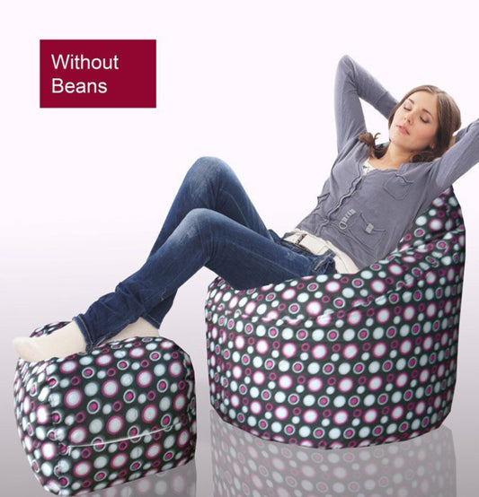 BIGMO Designer Bean Bags XXL Eye Catching Prints Waterproof Material Soft Touch Easy to Wash With Foot Rest
