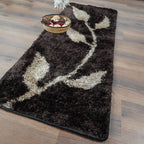 Handloom Shaggy Coffee Leaves Premium Bedside Carpet (55cm x 137cm (~22″ x 55″)) By Avioni