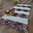 Buy Diwali Special Pooja Mat/ Bed Side Runner /Shaggy Rugs (56 cm x 140 cm) Purple And White By Avioni