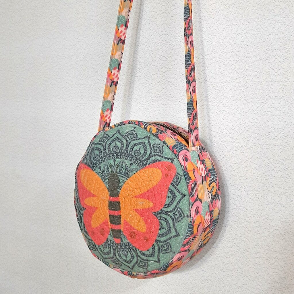 Premium Sling Bag for Women, Avioni Fashion Shoulder Bag, Bohemian Style-Colourful Butterfly , Braided Sides Round Sling Bag, Perfect For Gifts and Traveling