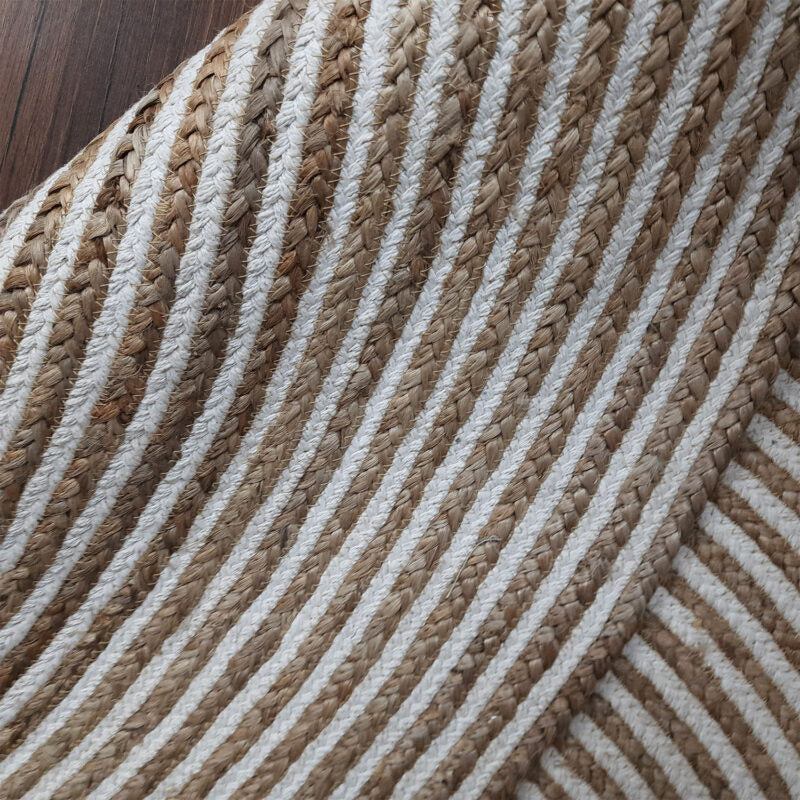 Avioni Braided Natural Jute and Cotton Ecofriendly Carpet Round-Boho Collection-Multiple Sizes