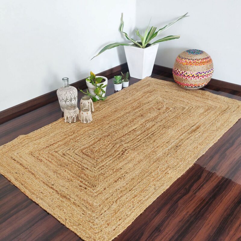 Natural Organic Jute Handmade Braided Rugs| Jute Large Area Rug|Avioni- Premium Collection-112cm x 195cm (~3.75X6.5 Feet)