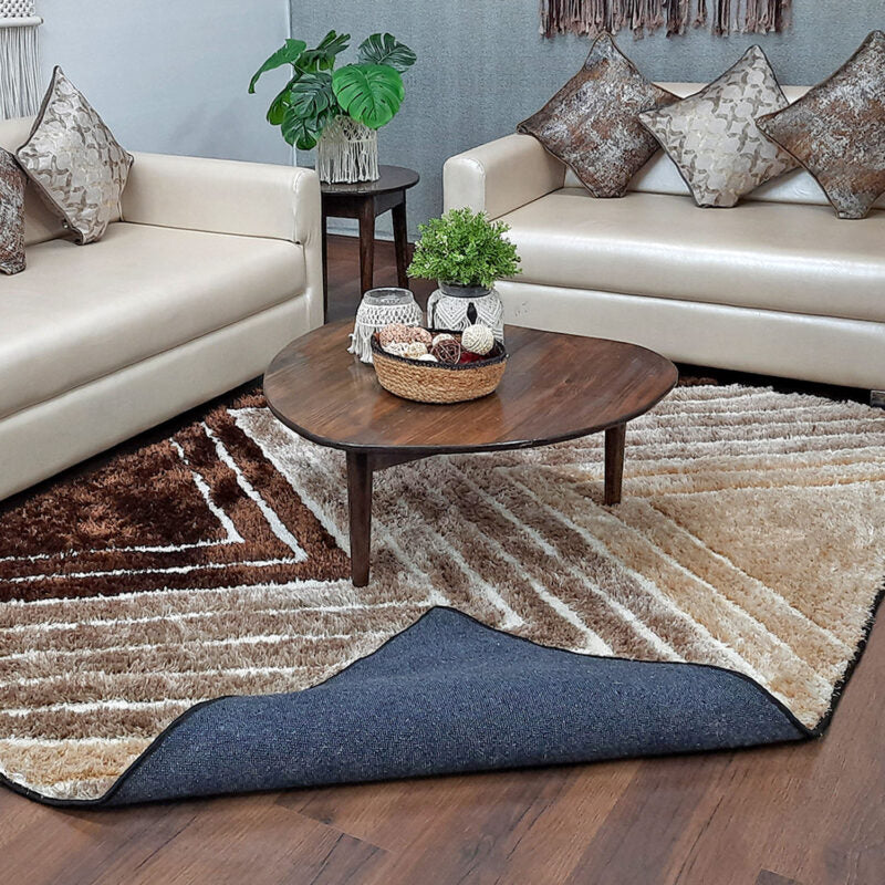 Modern Area Rug – Shag Pile Carpet in Multicolor 3D Modern Waves Desig