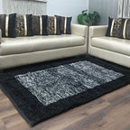 Avioni Handloom Cut Shuttle Rugs / Heavy Durry by Master Artisans | Feather like Luxurious Silk Soft Touch | Home Washable | Border Design in Black and White | Reversible