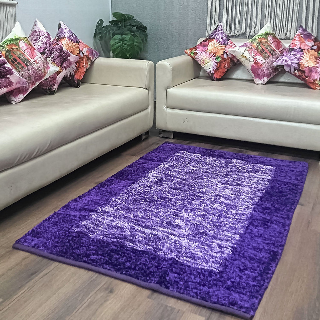 Avioni Handloom Cut Shuttle Rugs by Master Artisans | Soft Touch | Home Washable | Border Design in Purple and White  | Reversible - 90cm x 150cm (~3feet x 5feet)