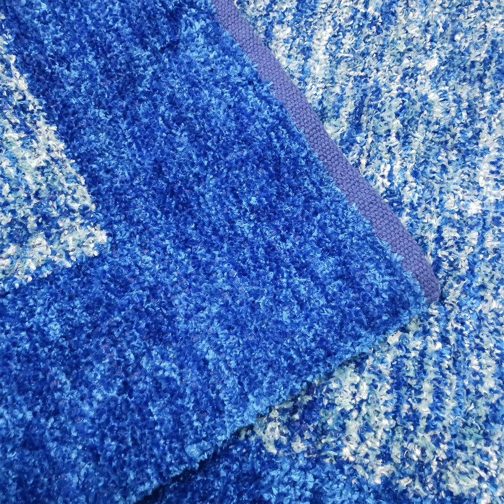 Avioni Handloom Rugs | Master Artisans Work | Feather like Luxurious Silk Soft Touch | Home Washable | Blue White Design | Reversible - 90cm x 150cm (~3feet x 5feet)