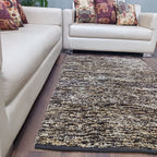 Avioni Handloom Rugs | Master Artisans Work | Feather like Luxurious Silk Soft Touch | Home Washable | Brown White Design | Reversible-90cm x 150cm (~3Feet x 5Feet)