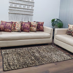 Avioni Handloom Rugs | Master Artisans Work | Feather like Luxurious Silk Soft Touch | Home Washable | Brown White Design | Reversible-90cm x 150cm (~3Feet x 5Feet)