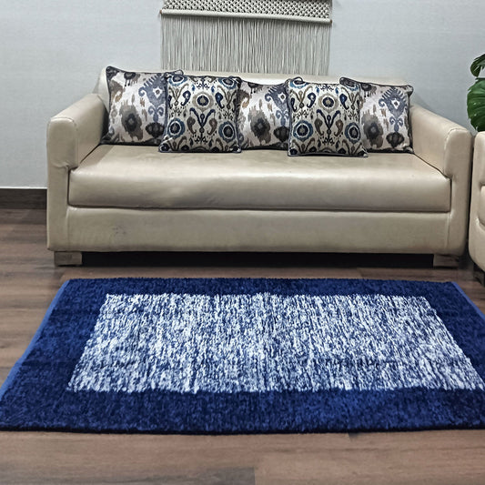 Avioni Handloom Cut Shuttle Rugs by Master Artisans | Feather like Luxurious Silk Soft Touch | Home Washable | Blue and White | Reversible - 3 feet x 5 feet (~90 cm x 150 cm)