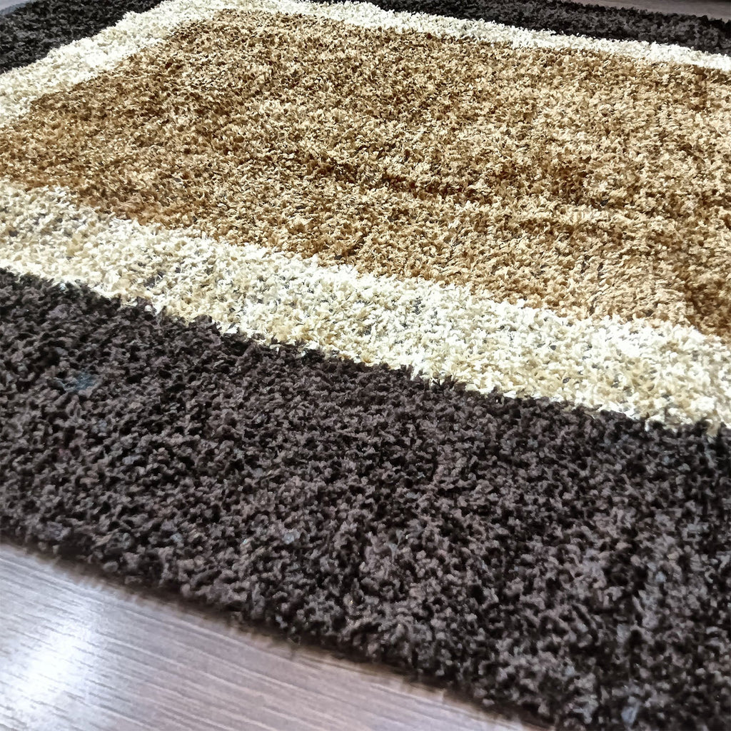 Avioni Handloom Cut Shuttle Rugs by Master Artisans | Feathers like Luxurious Silk Soft Touch  | Home Washable | Double Border in Coffee And Beige | For Living Room Made Reversible - 90cm x 150cm (~3feet x 5feet)