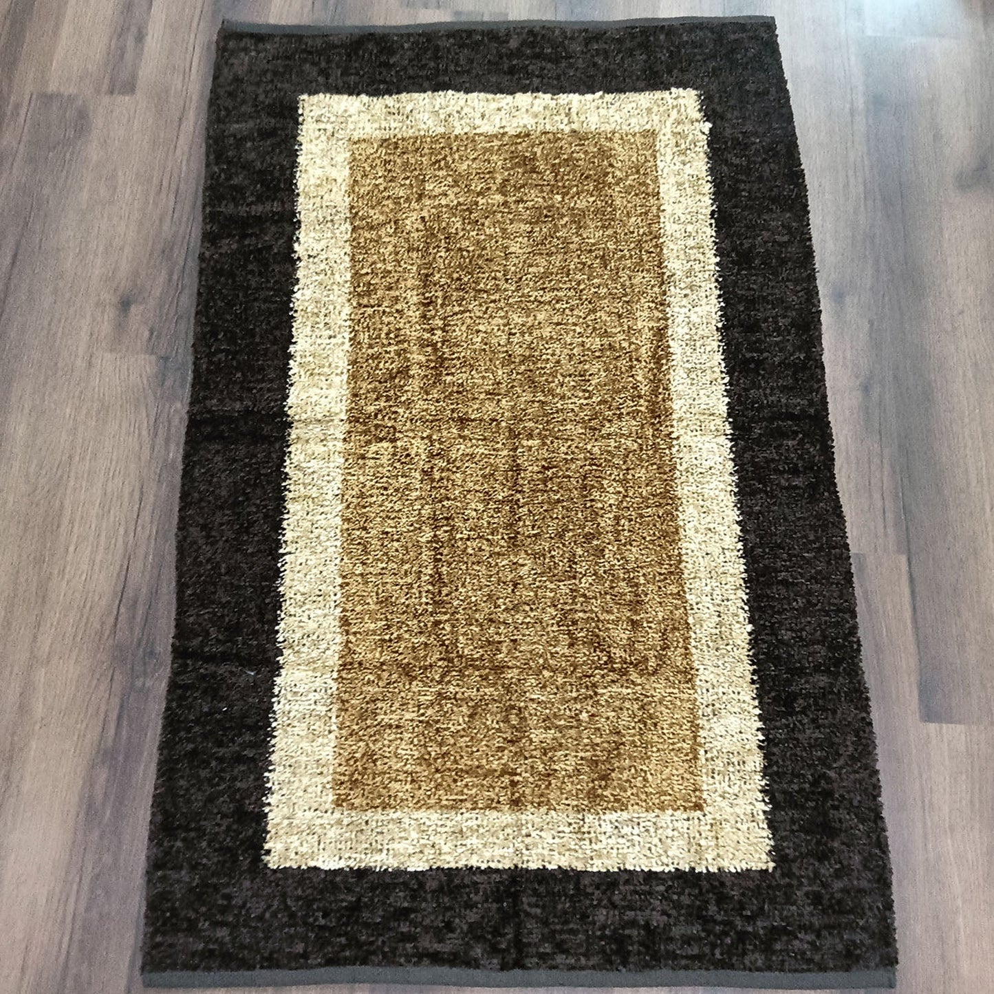 Avioni Handloom Cut Shuttle Rugs by Master Artisans | Feathers like Luxurious Silk Soft Touch  | Home Washable | Double Border in Coffee And Beige | For Living Room Made Reversible - 3 feet x 5 feet (~90 cm x 150 cm)
