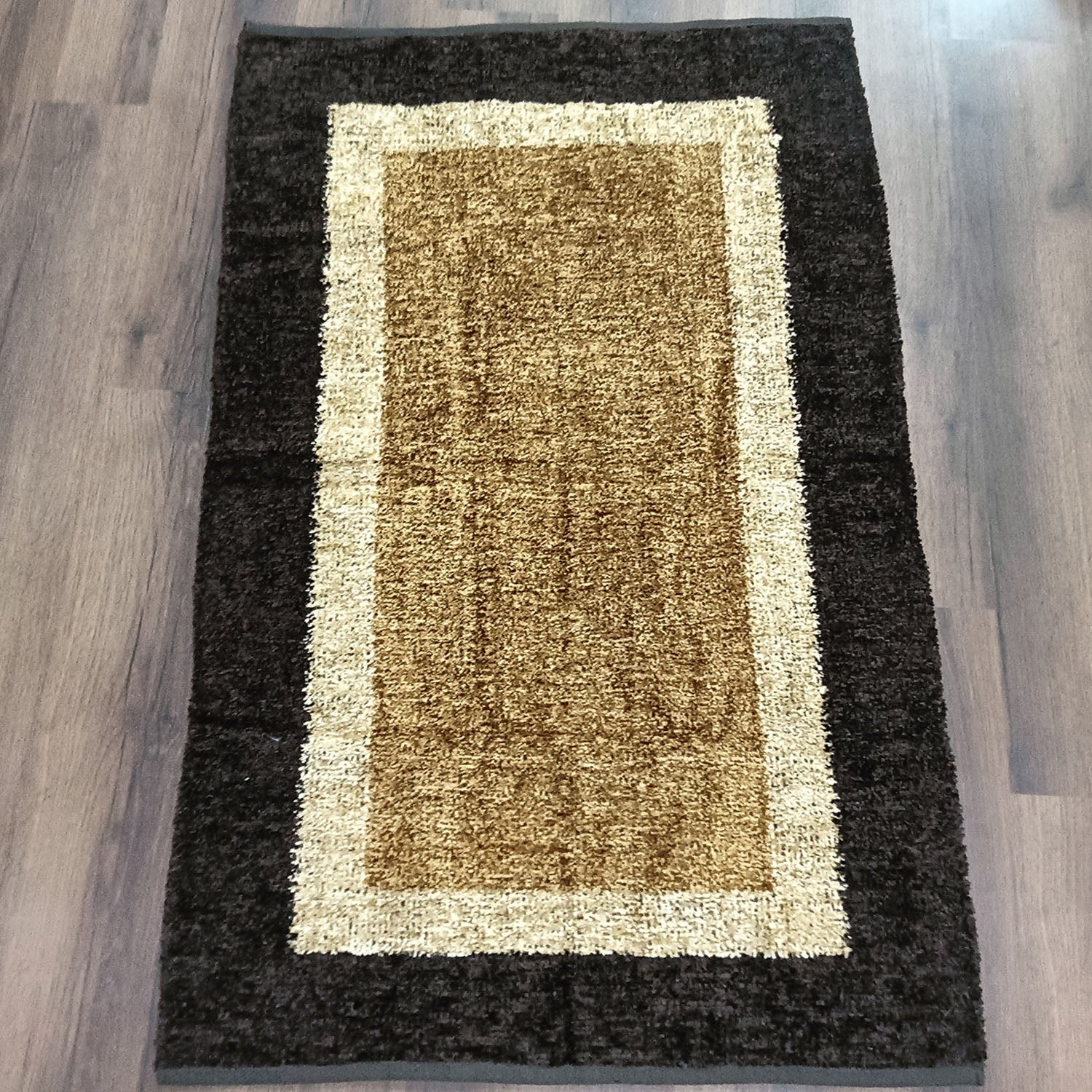 Avioni Handloom Cut Shuttle Rugs by Master Artisans | Feathers like Luxurious Silk Soft Touch  | Home Washable | Double Border in Coffee And Beige | For Living Room Made Reversible - 90cm x 150cm (~3feet x 5feet)