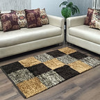 Avioni Handloom Cut Shuttle Rugs by Master Artisans | Feather like Luxurious Silk Soft Touch | Home Washable | Coffee, Gold Beige and White | Reversible - 90cm x 150cm (~3Feet x 5Feet)