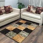 Avioni Handloom Cut Shuttle Rugs by Master Artisans | Feather like Luxurious Silk Soft Touch | Home Washable | Coffee, Gold Beige and White | Reversible - 90cm x 150cm (~3Feet x 5Feet)