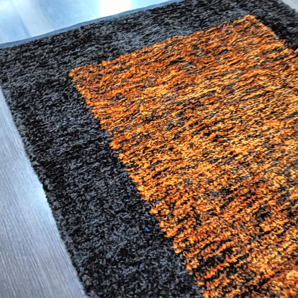 Avioni Handloom Cut Shuttle Rugs | Master Artisans Work | Feather like Luxurious Silk Soft Touch | Home Washable | Coffee and Gold Yellow | Reversible-90cm x 150cm (~3Feet x 5Feet)