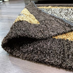 Avioni Handloom Cut Shuttle Rugs | Master Artisans Work | Feather like Luxurious Silk Soft Touch | Home Washable | Coffee, Gold Beige and White | Reversible - 90cm x 150cm (~3Feet x 5Feet)