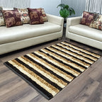 Avioni Handloom Cut Shuttle Rugs by Master Artisans | Feather like Luxurious Silk Soft Touch | Home Washable | Black, Beige Gold and White | Reversible - 90 cm x 150 cm (~3 feet x 5 feet )