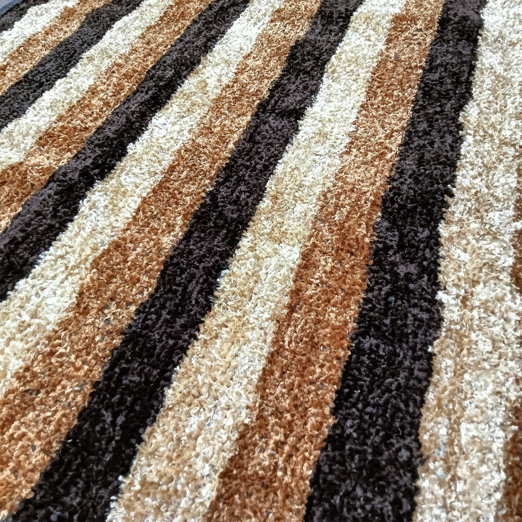 Avioni Handloom Cut Shuttle Rugs by Master Artisans | Feather like Luxurious Silk Soft Touch | Home Washable | Black, Beige Gold and White | Reversible - 90 cm x 150 cm (~3 feet x 5 feet )