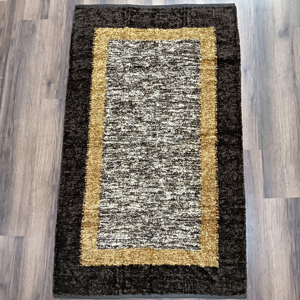 Avioni Handloom Cut Shuttle Rugs | Master Artisans Work | Feather like Luxurious Silk Soft Touch | Home Washable | Coffee, Gold Beige and White | Reversible - 90cm x 150cm (~3Feet x 5Feet)