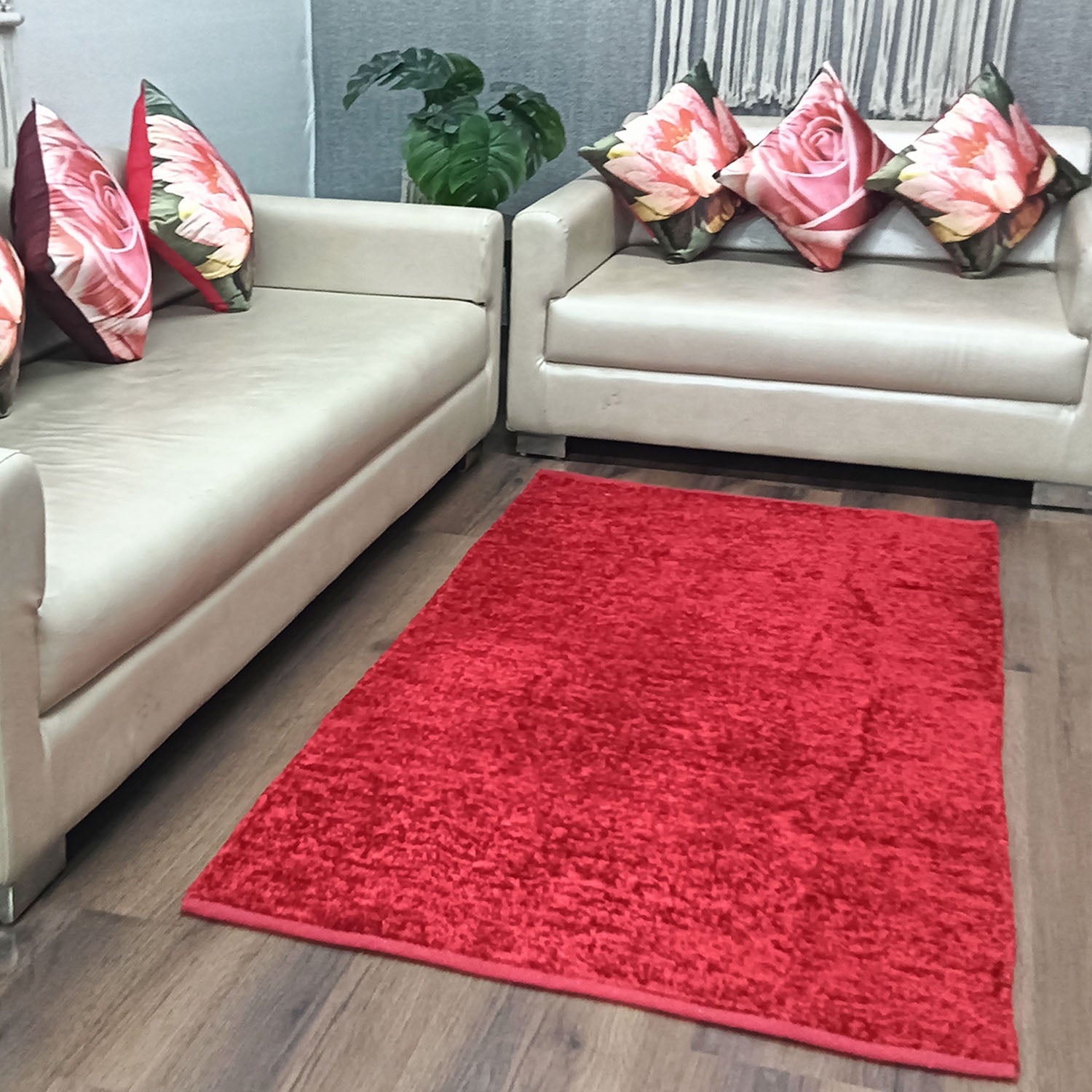 Avioni Handloom Cut Shuttle Rugs by Master Artisans | Soft Touch | Home Washable | Red  | Reversible