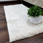 Loomkart – Avioni Ultra Soft Cozy Fluffy Faux Fur  White Rug – White / Cream- Easily Hand Washable – Bedside/Hallway/Pooja Room- 60X150cm