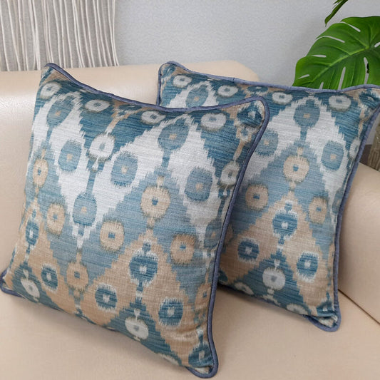 Cushion Cover with Filler – Ikat Design -40cm x 40cm (~16″ x 16″) – Set of 2