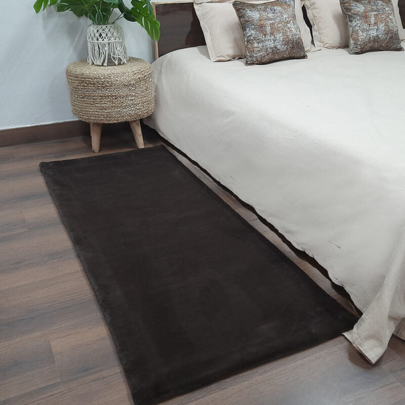 Loomkart – Avioni Ultra Soft Dark Brown Cozy Faux Fur Carpet for Bedroom/Hallway/Pooja Room-Easily Hand Washable- 60X150cm