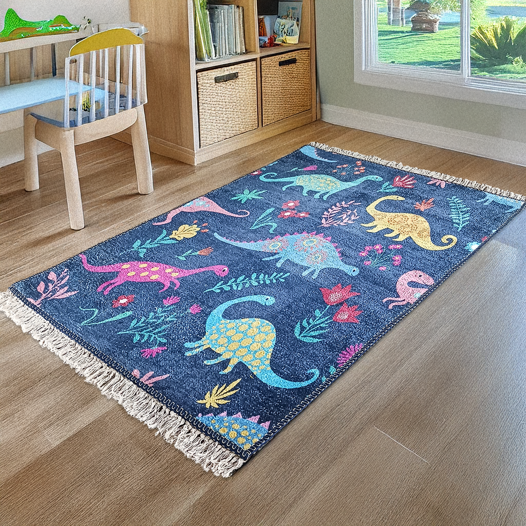 Avioni Carpets Silk- Kids Collection Dinosaurs in The Room- Multiple Sizes