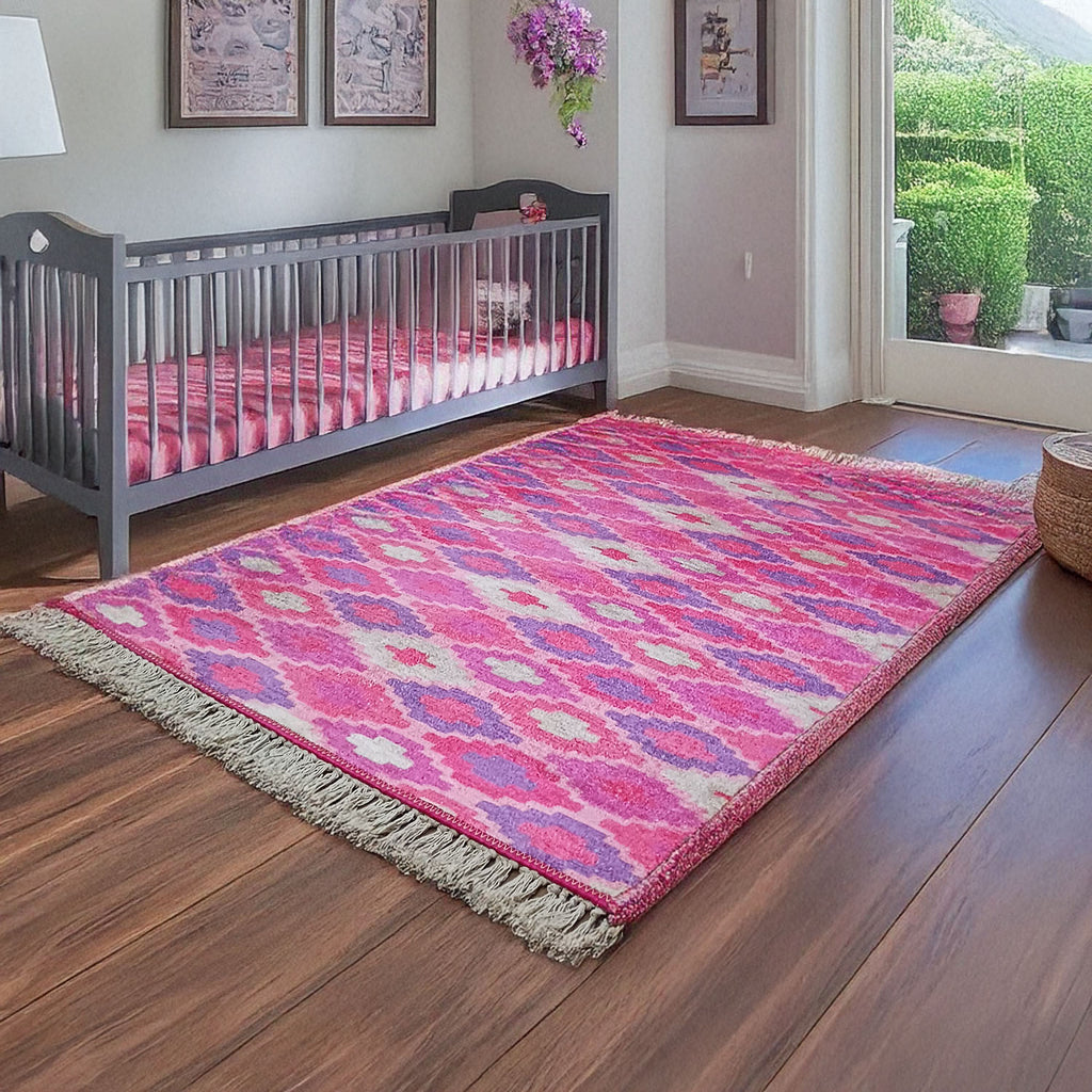 Silk Carpet Kids Collection – Pink Beauty Kids Room Rug - Multiple Sizes
