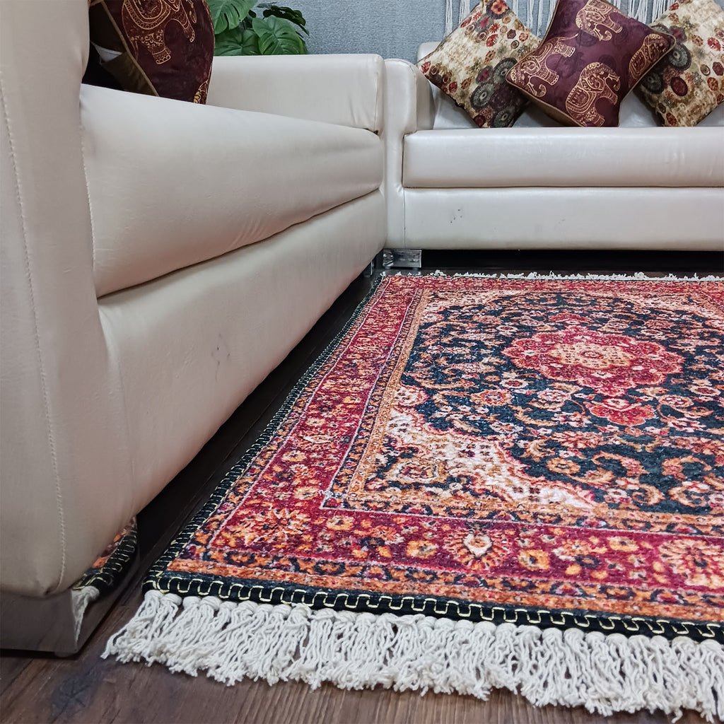 Silk Carpet Persian Design Collection Black and Red – Living Room Rug – Avioni Home