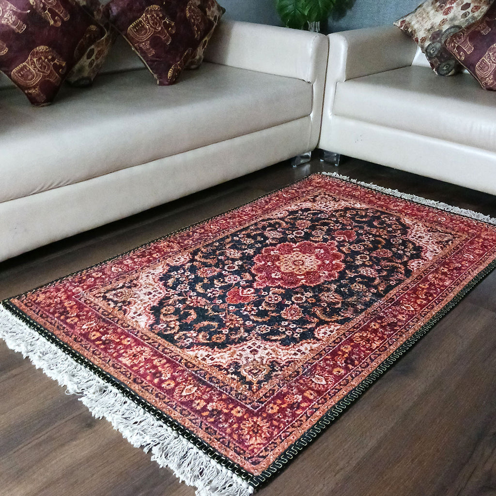 Silk Carpet Persian Design Collection Black and Red – Living Room Rug – Avioni Home