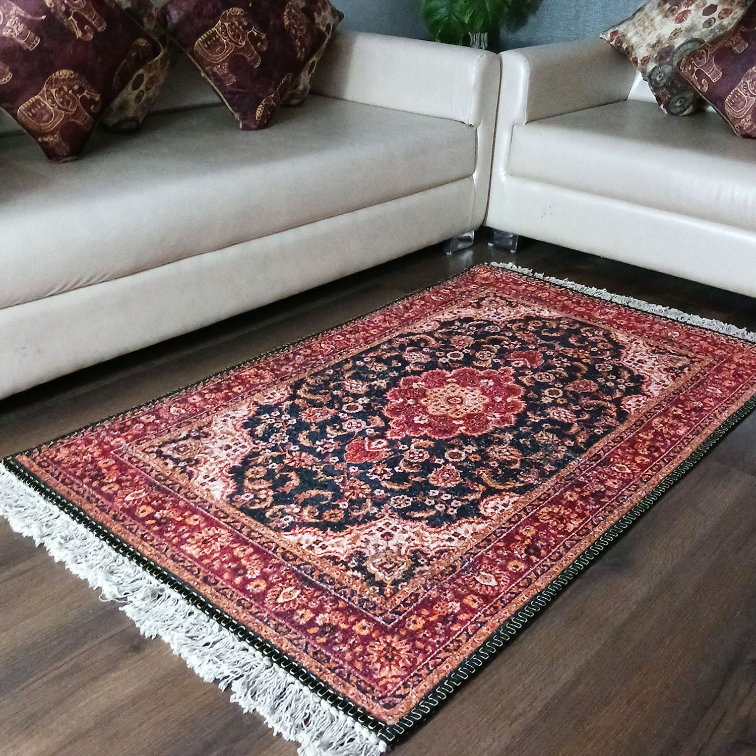 Silk Carpet Persian Design Collection Black and Red – Living Room Rug – Avioni Home