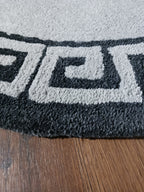 Avioni Home Atlas Collection - Greek Style Microfiber Round Carpet In Light and Dark Grey | Soft, Non-Slip, Easy to Clean