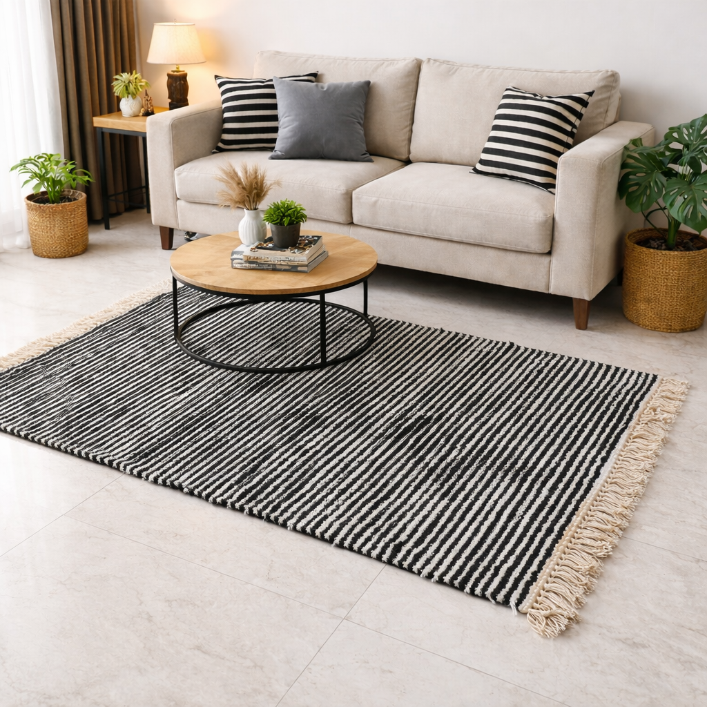 Value Deal-Avioni Carpet For Living Room Wevani Collection- Modern Black And White